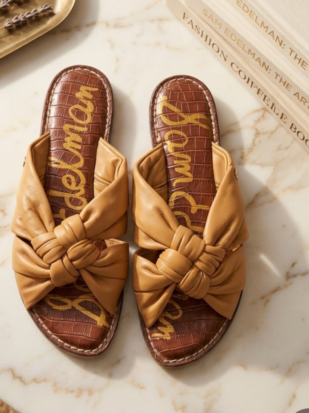 Sam Edelman Camel Knot-Front Slide Sandals